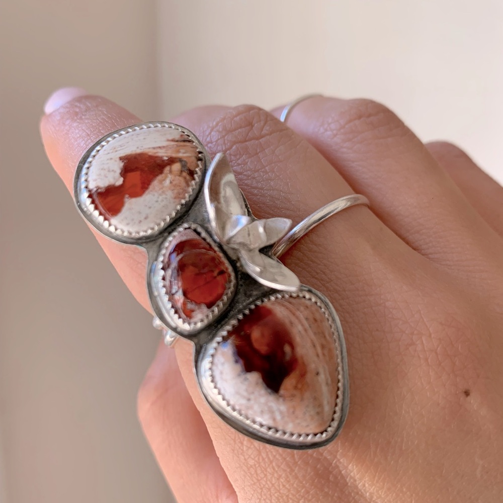 Custom-Made Sterling Silver Fire Opal Ring